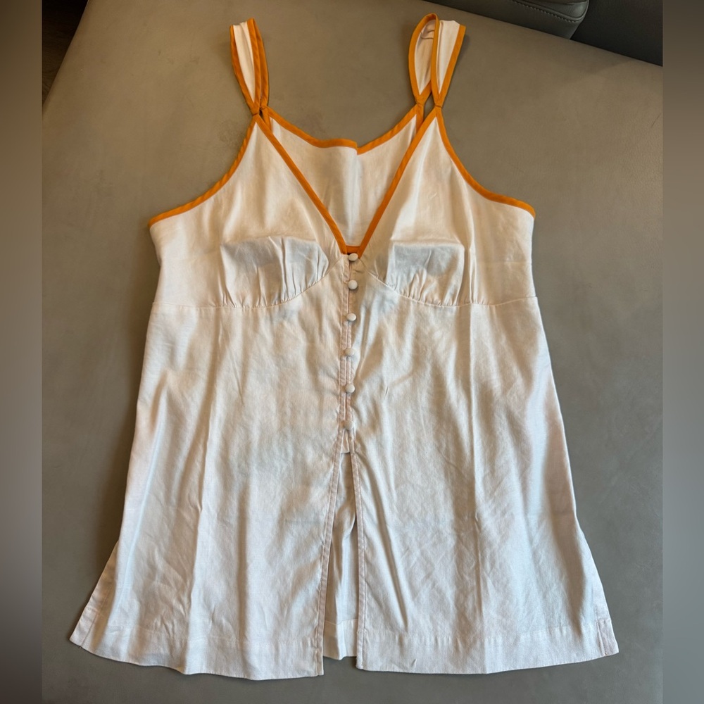 Anthropologie Linen Cutout Button-Front Tank - Picture 5 of 10